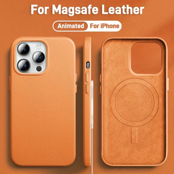 kf S0871880a5c944dc5962c0b04f7a1374e4 Luxury Leather Magnetic Case For iPhone 15 14 13 Pro Max Plus Mini For Magsafe Wireless