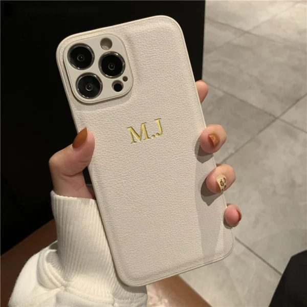 kf Sa3bc662721ec487aa33067346957a978v Personalised Customized Name Case For iPhone 15 14 13 12 11 Pro Max Initials Letters Leather