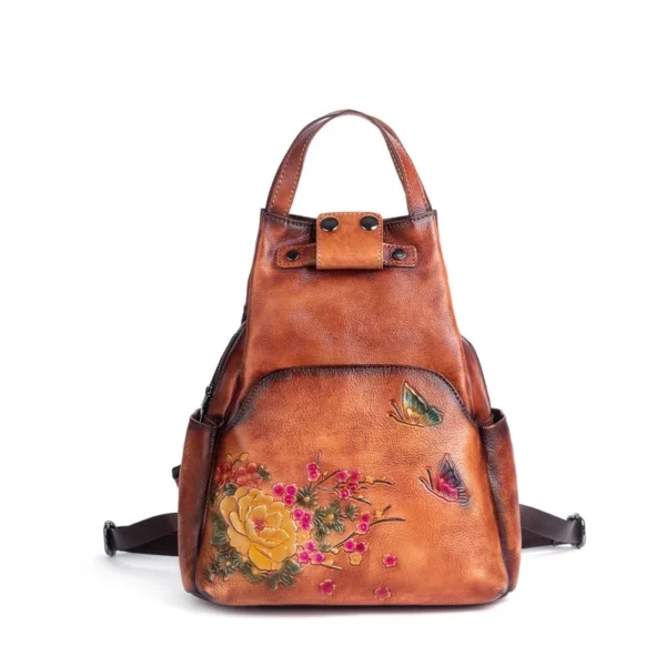 kf Sb3438012d8524c44b01dbb684f51b6adJ 2024 New Retro Embossed Backpack Female Women s Genuine Leather Backpack Large Capacity Chinese Style Leather