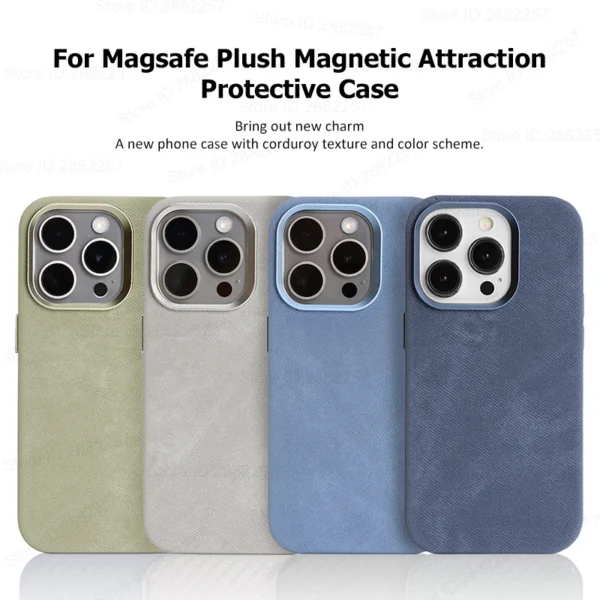 kf Sb6832c191c004a63a580584d0d2c733cL Luxury For Magsafe Frosted Suede Leather Phone Case For iPhone 15 14 13 Pro Max Magnetic