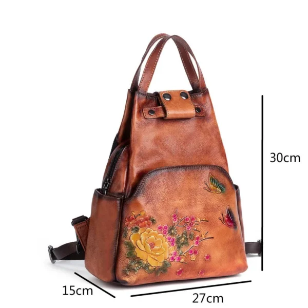 kf Sc2bb537a2d2c428ca6cf8b92ee415de3n 2024 New Retro Embossed Backpack Female Women s Genuine Leather Backpack Large Capacity Chinese Style Leather