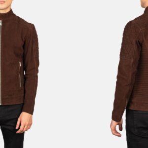 Men's Fernando Quilted Brown Suede Biker Jacket Video Thumbnail