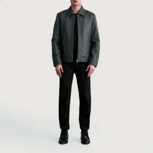 Men's Inferno Green Leather Jacket Full Length