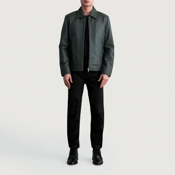 Men's Inferno Green Leather Jacket Full Length