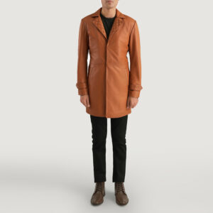 Men's Infinity Tan Brown Leather Coat Full Length