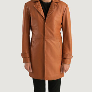 Men's Infinity Tan Brown Leather Coat Video Thumbnail