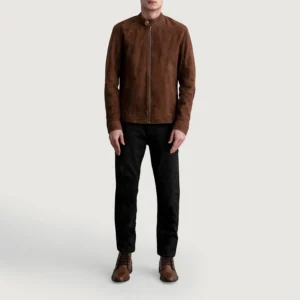 Men's Zen Brown Suede Biker Jacket Full Length