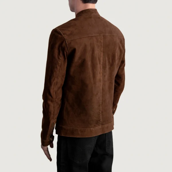 Men's Zen Brown Suede Biker Jacket Tilted Back