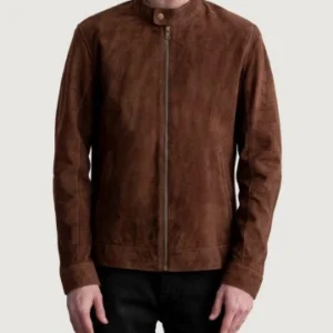 Men's Zen Brown Suede Biker Jacket Video Thumbnail