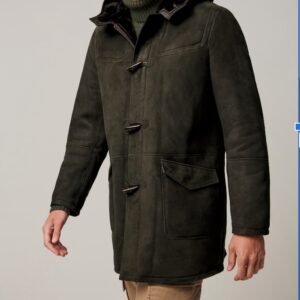 Nolan Tumbled Brown Leather Duffle Coat - The Jacket Maker 6